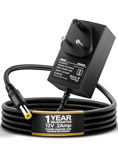 Image of FEDUS ClearTone12V 2A AC Power Adapter for Yamaha Keyboard, 2 Meter Cord, BIS Charging Power Supply Replacement for PA-130 PA-130B PA-3C, PSR, YPT, DGX, EZ, DD Series Digital Piano Portable Keyboard