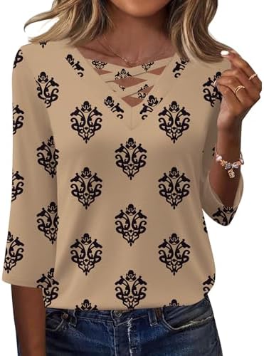 Rapbin Women Blouses Dressy Casual Spring Tops 3/4 Length Sleeve ...