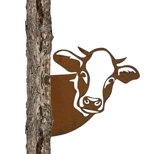 NOLACE Silhouette de Vache en Métal à Effet Rouillé - Décoration de Jardin Originale - Statue d'animal pour Pelouse, Terrasse et Maison - Style Vintage...