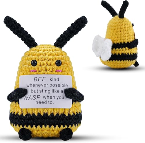 Amanhand Emotional Support Plush Squishy, Crochet Bee Gifts, Cute Handmade Shark Bee Decor