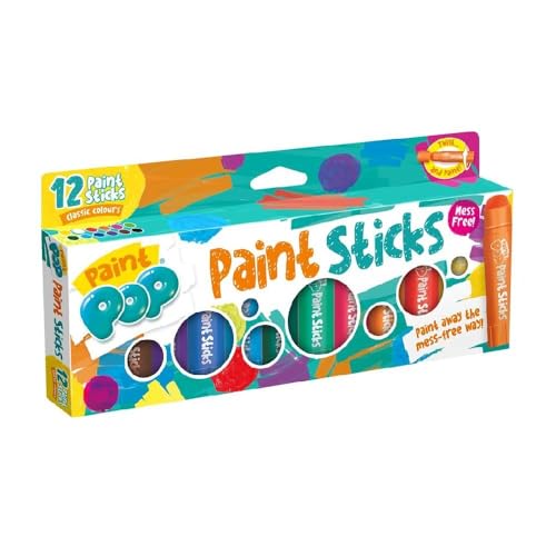 Paint Pop Paint Sticks 12 Pack Assorted - Kids Washable Drawing Crayon