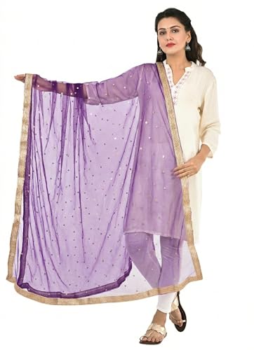 Image of YOUTHQUAKE Women's Net Embroidered Full Size Dupatta With 4 Side Golden Lace