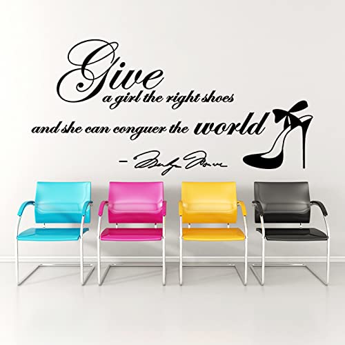 Les bonnes chaussures pour les filles Marilyn Monroe Stickers Muraux Elle Peut Conquérir le Monde Citations Inspirantes Stickers Muraux Vinyle Stickers Muraux Décor Moderne Affiches Cover