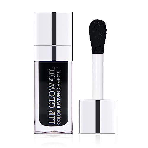 Sea-Maid Plumping Lip Gloss, Hydrating Lip Gloss Tinted Lip Balm, Big Brush Head Glitter Shine, Long Lasting Nourishing Non-Sticky Fresh Texture, Black cover
