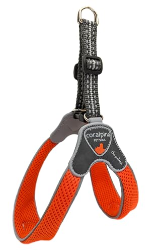 Coralpina - Geschirr Cinquetorri für kleine bis mittelgroße Hunde, weich und atmungsaktiv, schadet dem Fell nicht und behindert die Bewegungen nicht, Farbe Orange, Größe 3