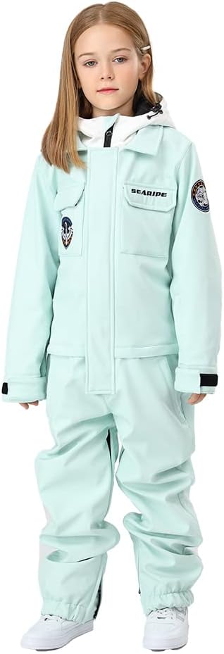 HOTIAN Kids One Piece Snowsuits Girls Ski Suits Overalls Waterproof Insulated Snow Wear Outfits Snowboarding Jackets