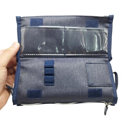 Image of Crackles Fabric Toiletry Bag for Men Travel Pouch for Toiletries Shaving Kit & Cosmetics, Water Resistance Pouch for Travel Accessories, Organizer Travel Pouch for Make Up with Multi Sections (Blue)