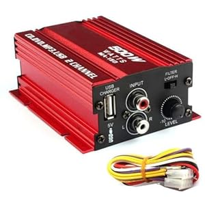 MA150 500W Car Motorcycle 12V 2CH 2 Channel Audio AMP Amplifier Subwoofer red