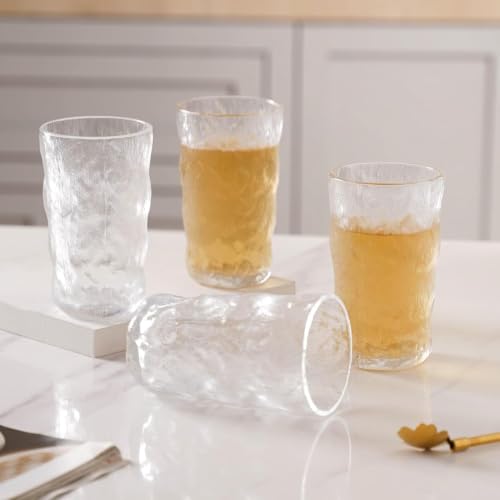 Image of Inovique Enterprises Frosted Clear Water Glass Set of 2 | 350ml Transparent Glacier Water Glass Tumblers for Cold Drinks, Mocktails & Daily Use