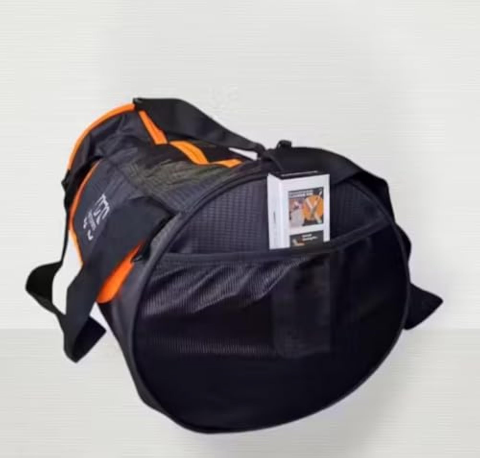 Black & Orange Polyester Gym Bag with Adjustable Straps
