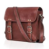cuero Genuine Leather iPad/Tablet Bag Messenger Bag Small Briefcase CrossBody Shoulder Bag for Men and Women (Dark Brown, 14' x 11' Medium)
