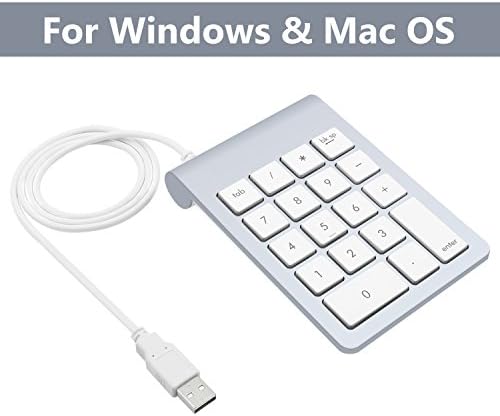 Cateck USB Numeric Keypad, Ultra Slim Portable 18-Key Numbers keypad for Laptop Desktop PC Notebook with Both Windows and Mac OS, Silver