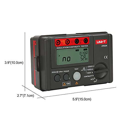 Image of UNI-T Digital Megohmmeter UT502A Insulation Resistance Tester Multimeter, Electrician Megohm Meter, 500V /1000V /2500V Test Voltage, 0.01~200Ω Low Resistance Testing, 2000 Counts Auto Ranging DAR