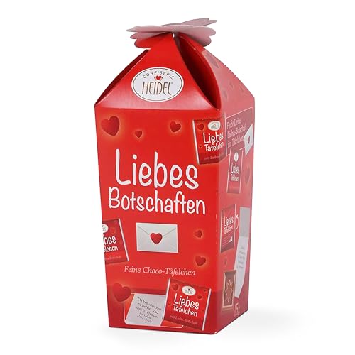 Heidel Liebesbotschaften Vollmilchschokolade Täfelchen 75g 15 Stück Mini-Tafeln insgesamt Vielfältige Liebesbotschaften Exquisite Geschenkidee