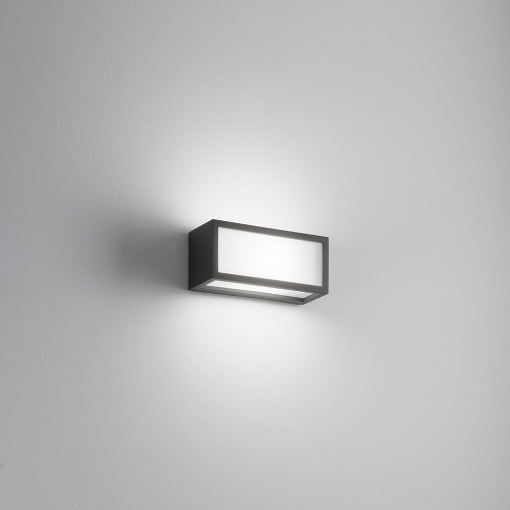 Dopa Applique da Parete Esterno Attacco E27 Design Rettangolare in Alluminio 3 Fasci di Luce Diffusa Lampada da Muro per Interno Balcone Terrazzo IP65 (Nero)