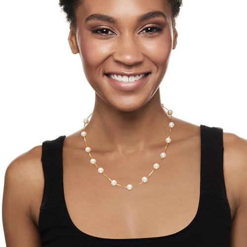 Ross-Simons 8-8.5mm Cultured Pearl Station Necklace in 18kt Gold Over Sterling2