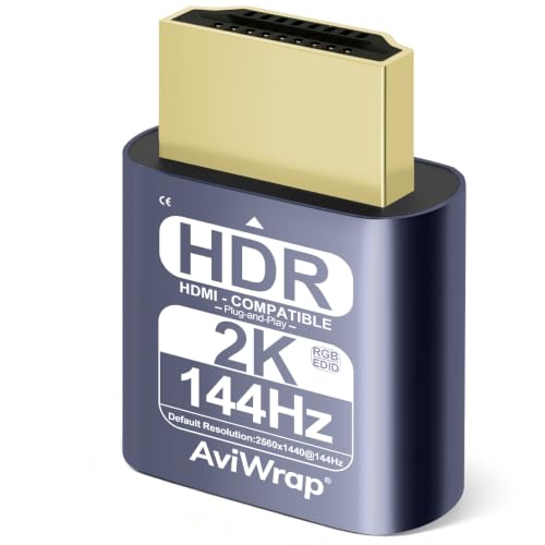 HDMI Dummy Plug 2K144Hz HDR, Virtual Monitor EDID Emulator miniatura 1