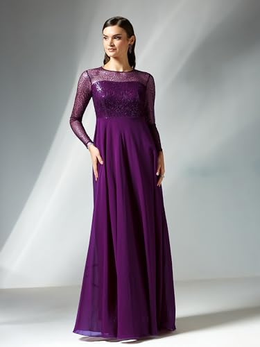 Image of Miss Chase Women's Long Sleeve Sequin Maxi Dress