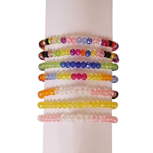 Image of ambitieux Bracelet Making Craft Kit 12 Types of Colorful 1400+ pcs of Plastic Beads with Elastic (Crystal)