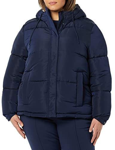 Amazon Aware Women's Water Repellent Recycled Polyester Sherpa Lined Hooded Puffer Jacket (Available In Plus Size), Navy, Large #TOP3