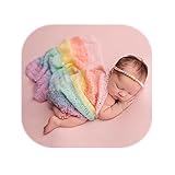 Newborn Baby Photography Props Boy Girl Mohair Wrap Rainbow Long Ripple Photo Shoot Props Blanket (Rainbow)
