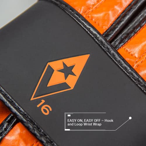 Revgear Pinnacle Boxing Glove | Entry Level | Comfortable & Stylish | Animal Free | Excellent Value (Orange/Black, 16 Oz) #TOP5