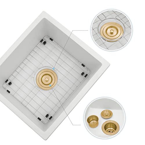 Lonsince Undermount Bar Sink,White Bar Sink,15 X 17 Inch Bar Sink,Composite Kithen Sink,Single Bowl Kithen Sinks #TOP3