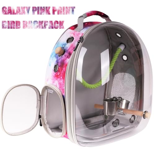 Galaxy Pink Bird Carrier Backpack with Perch - Bubble Backpack for Birds Conures, Budgies and Small ParrotsIdeal Ideal for Vet and Outdoor Adventures(Galaxy Blue, Large) - Image 5