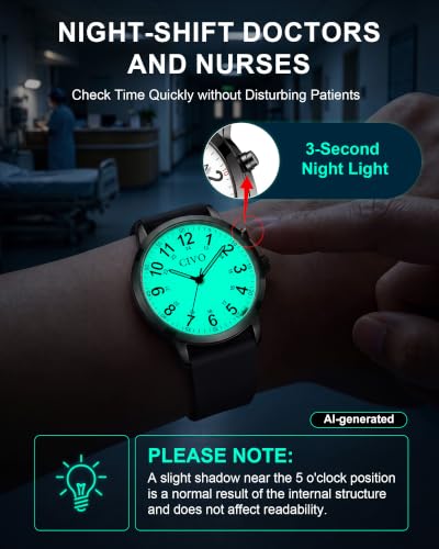Image of CIVO Night-Light Nurse Watches for Women: Easy-Read Analog Waterproof Watch