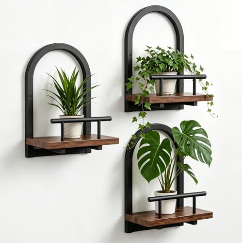 Amaoot Floating Shelves Set for 3, Wall Plant Holder Shelf, Wall ...