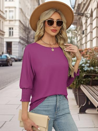 Womens Summer Tops 3/4 Length Sleeve Shirts for Women Plus Size Spring Fashion Clothes Trendy Casual Blouses4