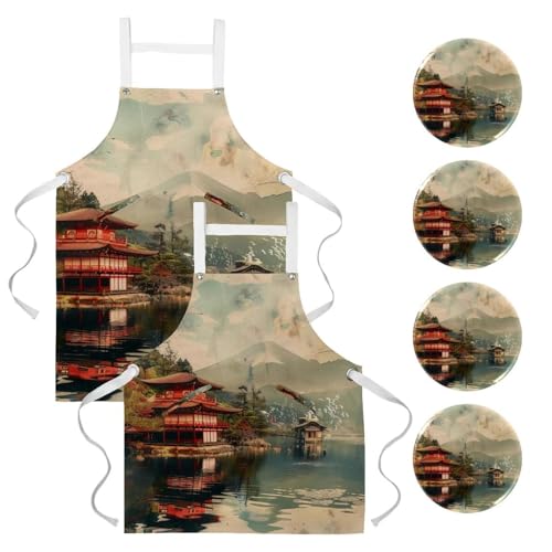 Lot de 2 tabliers de cuisine anti-taches pour restaurant