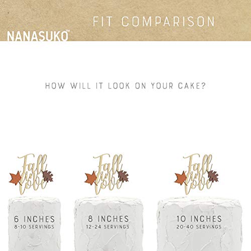 Nanasuko Cake Topper - Fall In Love - Double Sided Gold Glitter With Fall Colors Leaves - Premium Quality Made In Usa #TOP2