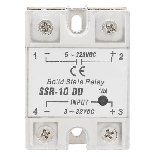 SSR-10 DD 10A Solid State Relay 5-220V DC – Industrial Automation Relay with No Spark Switching, Anti-Vibration Design for Harsh Environments