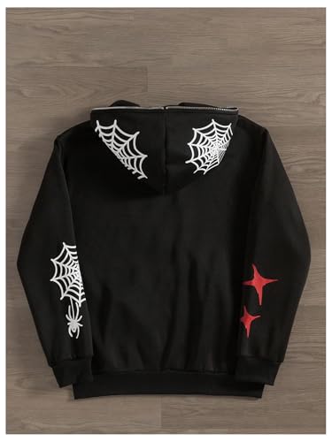 GORGLITTER Men's Graphic Zip Up Hoodie Long Sleeve Oversized Drop Shoulder Hooded Sweatshirt2