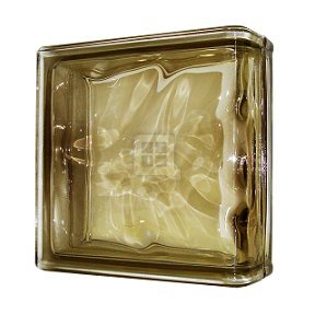 Quality Glass Block 7.5 x 7.5 x 3 Basic Wave Brown Color End Block
