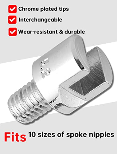 AceSupever Motorrad Speichenschlüssel, 10-teiliges Motorrad Speichenschlüssel-Set, Speichenschlüsselköpfe in Größen 5,0-6,8 mm, passend für die meisten Motorradfelgen