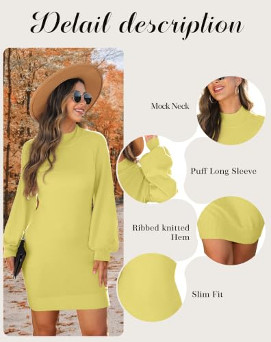 Image of GRECERELLE 2026 Womens Fall Winter Mock Neck Mini Pullover Sweater Dress