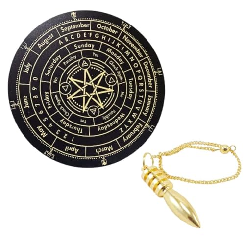 Image of Dowsing Board With Brass Pendulum | 9 Inch | 7 Star | Metaphysical Message | Acrylic Divination | Spirit | Witch | Pendulum Assorted