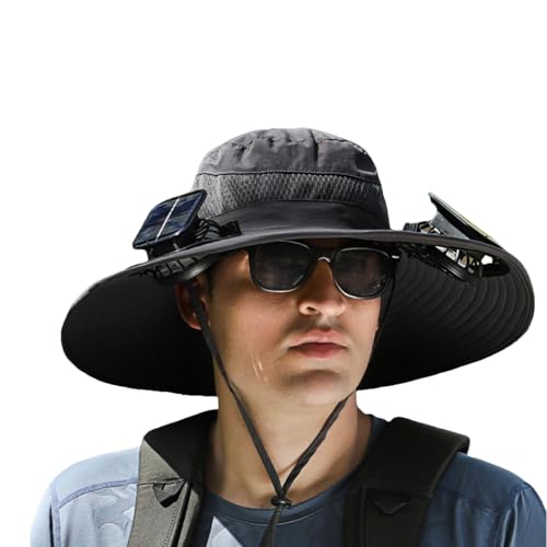 Solar Fan Hat,Hat with Fans Solar Power,Wide Brim Solar Fan Outdoor Fishing Hat,2 Solar Fans