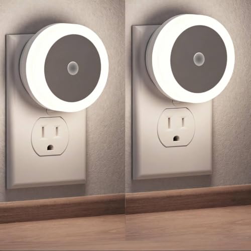 Image of Briignite LED Baby Night Lights Plug into Wall [2 Pack] Light Sensors | LED Night Light for Kids Room, Baby Night Light, Bathroom Night Light, Stair Lights, Hallway Light, White