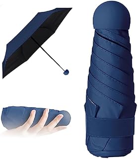 Vicloon Mini parasol z pokrowcem na kapsułki, parasol kieszonkowy, 6 żeber, lekki, kompaktowy, składany parasol, wiatroszczelny, przeciwdeszczowy i przeciwsłoneczny ze wzmocnioną ramą, do podróży, szkoły, na