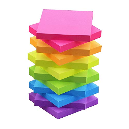 Sticky Notes 3x3 Self-Stick Notes 6 Bright Multi Colors Purple Sticky Notes 12 Pads 100 Sheet/Pad (12)