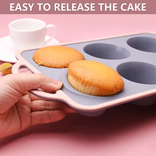 Cookstyle 4 Piece Silicone Muffin Pan Set - 6 Cups Silicone Cupcake Model, Muffin & Cupcake Baking Pan With Handle And Non-Stick, Ideal For Making Muffin Cakes, Tart #TOP3