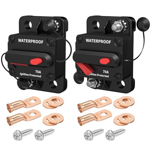 DaierTek 70 Amp Circuit Breaker 12V DC Battery Fuse Circuit Breaker for Automotive RV Marine Boat -2Pack
