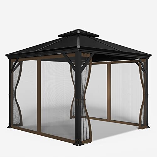 8-Ft X 8-Ft Gazebo Netting Replacement,Universal 4-Panel Mosquito Netting For Gazebo With Zippers(Only Netting)-Brown #TOP5