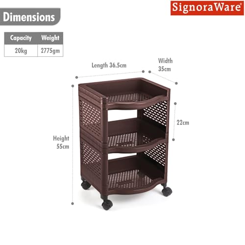 Image of SignoraWare Smart BPA Free Plastic Organiser | Modular Design | Designed to fit on countertops | Easy to Clean | Lightweight & Durable| Ideal for organizing Daily-use Spices (20kg | Setof3 | Brown)