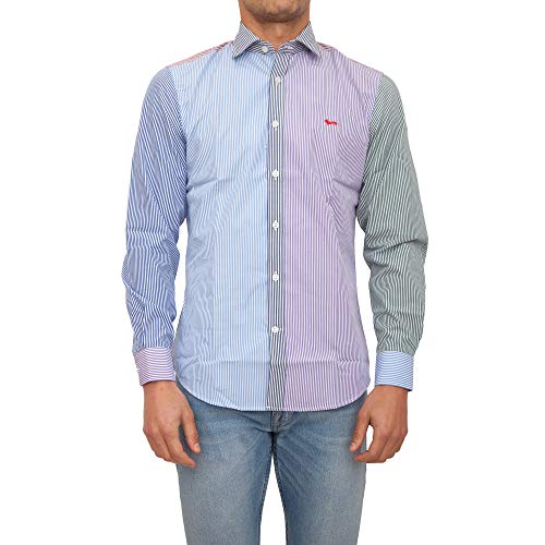  Harmont & Blaine Camiceria Camicia Casual, Blu (809 Celeste), Large Uomo