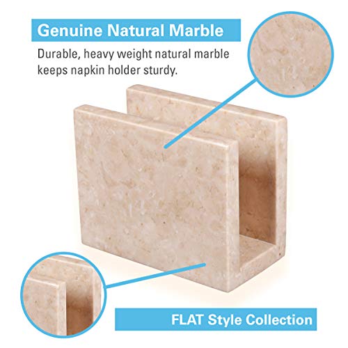 Creative Home Natural Champagne Marble Tabletop Napkin Holder Stand Tissue Paper Dispenser, 3" x 5-5/8" x 4-1/2" H, Beige
