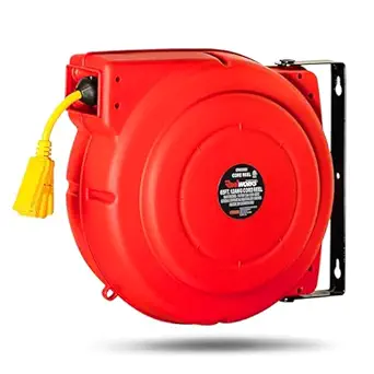 ReelWorks Extension Cord Reel Retractable 12AWG x 65' Heavy Duty Cable